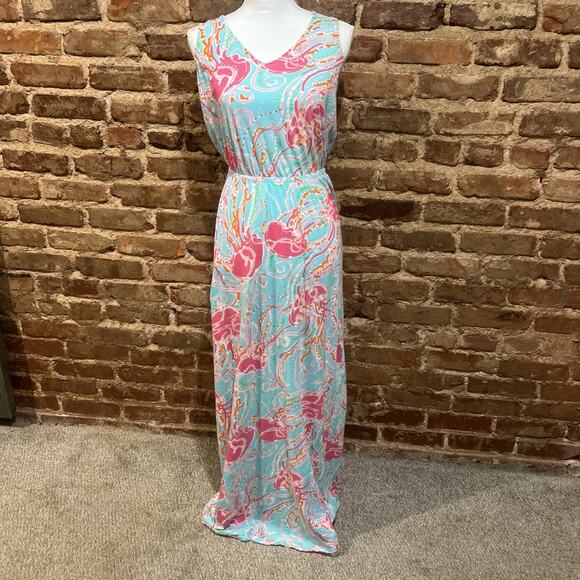 Lilly Pulitzer Mills Maxi Long Dress Size Small Jellies Be Jammin Coastal Vacay - Picture 2 of 6